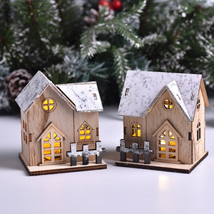 Casa de Madera con Luces LED para Halloween y Navidad 2024, Regalos Artesanales de Año Nuevo, Adornos Festivos para Escritorio - Product Image 3