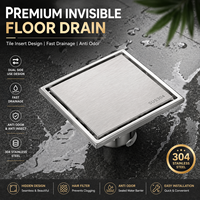 Siphon de sol moderne en acier inoxydable 304, insert carrelable, anti-corrosion, surface brossée, drain de douche invisible, écologique, grand format