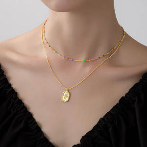 Vintage Rose Tulip Flower <strong>Coin</strong> Irregular Pendant Stainless Charm <strong>Necklace</strong> for Girls Women - Product Image 2