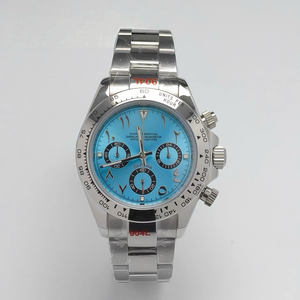 New 39mm <b>Men</b> Quartz Chronograph <b>Watch</b> Arabic Numeral Markers Solid Steel Case Bracelet Sapphire Glass VK63 Movement - Product Image 1