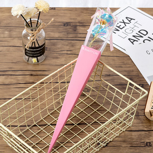 Romantica Scatola per Rosa Singola Personalizzata con Logo per San Valentino, Durevole, Riciclabile, in Acrilico Rosa con Nastro - Product Image 1