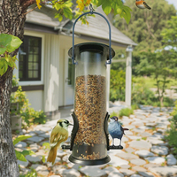 2023 nouveau Style automatique Transparent extérieur jardin oiseaux accessoires mangeoires et boissons graines suspendus mangeoire à oiseaux
