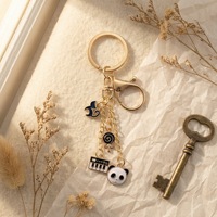 Porte-clés Panda en Alliage de Zinc Doré, Émail, Clavier Musical, Pendentif de Sac, Breloque Mignonne, Bijou Personnalisable avec Logo, Cadeau