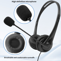 Nouveaux écouteurs filaires USB de type C 3,5 mm en stock, contrôle du volume pour les études, les réunions en ligne, les centres d'appels, écouteurs supra-auriculaires