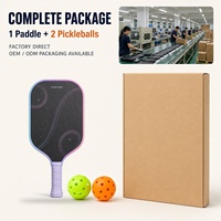 Raquette de pickleball en fibre de carbone T700 rose et violette, fabrication directe d'usine, 16 mm thermoformée avec noyau en nid d'abeille PP pour joueurs avancés