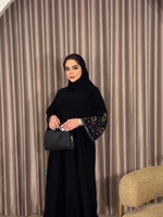 Robe Abaya noire style Lanna pour femmes musulmanes, robe d'été Abaya musulmane pour femme, broderie florale, diamants, Abaya musulmane