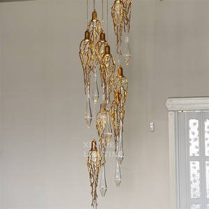 Luminaire suspendu dans le hall de l'hôtel Villa Escalier Décoration <span class=keywords><strong>Lustre</strong></span> en cristal Lampe Éclairage personnalisé <span class=keywords><strong>Lustre</strong></span> Lampe pour <span class=keywords><strong>maison</strong></span> - Product Image 1