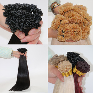 Commercio all'ingrosso di fabbrica raw cambogian i tip hair extensions capelli umani 22 pollici pre bonded double drawn italian keartin hair vendor - Product Image 3