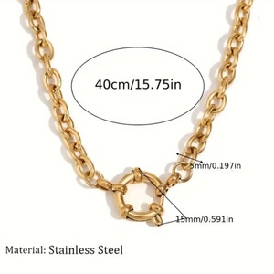 18K <b>Gold</b> Plated Women Waterproof Jewelry Hypoallergenic Charms Stainless Steel Paper Clip <b>Simple</b> Cross Chain Pendant <b>Necklace</b> - Product Image 5