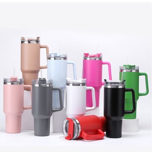 Custom Logo Business Gifts Travel Portable Vacuum Stainless Steel Double Wall Tumbler 40oz Sublimation Leopard Handle - Product Image 1