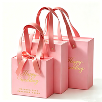 Caja de Regalo Personalizada con Estampado en Caliente para Boda, con Asa de PU, Cinta y Tarjeta de Regalo, Caja de Cartón