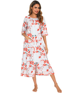 Venta al por mayor de <span class=keywords><strong>batas</strong></span> largas, vestido de verano, ropa de dormir de talla grande para mujer, pijama informal suelto para <span class=keywords><strong>lactancia</strong></span>, vestido de noche para mujer - Product Image 4