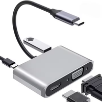 Hub multifonction USB-C 3-en-1 en alliage d'aluminium pour ordinateur portable, téléphone, tablette, avec interfaces 4K HD VGA, USB 3.0, charge PD 100W, conforme RoHS