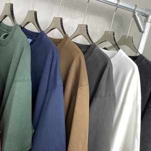 Camiseta de Hombre de Algodón 100% Tejido de 385G al por Mayor, Marca de Moda, Color Sólido, Ajuste Holgado, Manga Corta, Oversize - Product Image 5