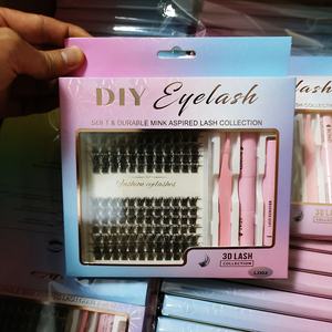 Kit d'extensions de cils réutilisables LC228 New Natural DIY 10D Fluffy avec cils en faux vison PBT, <span class=keywords><strong>tiges</strong></span> courtes, bande en <span class=keywords><strong>coton</strong></span> noir - Product Image 6