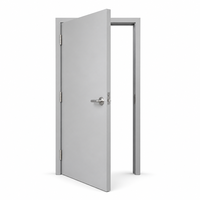 Ensemble porte et cadre coupe-feu en acier, kit de porte métallique ignifuge avec serrure et ferme-porte