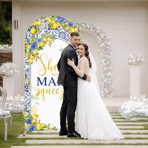 بلاط ليمون أزرق ، خلفية قوس ، مطاط ، سبانديكس في المخزن ، قمة دائرية على الوجهين لحفلات الزفاف ، زينة حفلات الزفاف - Product Image 5