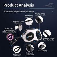 Lampe LED d'extérieur moderne de luxe à technologie de pointe, portée 5M, avec poignée télescopique automatique antidérapante, chargement USB et capuchon anti-poussière, idéale pour la marche nocturne