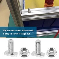 TOBO Solar PV Fastener A2-70 Stainless Steel Hammer Head T-bolt Screw Stud T Slot Drop-in Bolt Hammer Head T Bolt