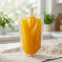 Sac d'emballage transparent avec couvercle pour thé au lait, jus, sauce, aliments liquides et boissons