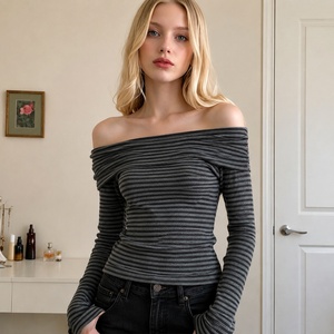 Camiseta de Manga Larga con Cuello en V para Mujer, Corte Regular, Tejido de Punto, Informal, para Oficina, Trabajo, Otoño Invierno, Nueva, Vintage, Transpirable - Product Image 3