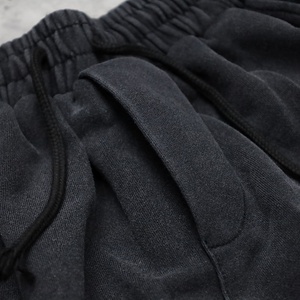 New Design Men's Plus Size Black <b>Drawstring</b> High Quality Solid Color Casual Knitted Cotton Shorts With Pockets - Product Image 3