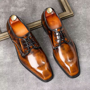 Zapatos de Hombre de Cuero Genuino, Estilo Británico, Modernos, Formales de Negocios, con Cordones, Punta en Pico, Derby, para Boda, Otoño, Diseño Sólido, Cómodos - Product Image 6