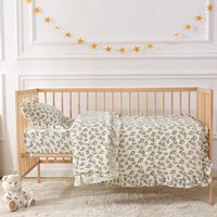 Housse de couette luxueuse en mousseline Oeko-tex 100% coton lavé pour enfants Carton avec dentelle pour chambre à coucher Ensemble de literie à impression numérique douce