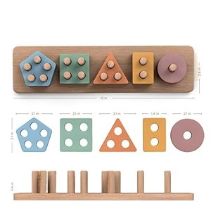 New Design Custom Children <strong>Wood</strong> Classification Montessori <strong>Wood</strong> Geometry Five Sets <strong>of</strong> Column Building <strong>Block</strong> Counting Toys - Product Image 5