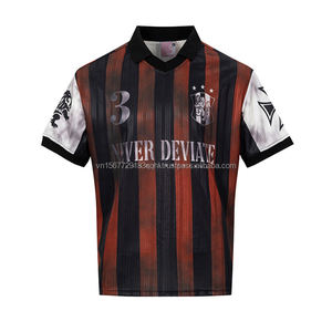 Camiseta Deportiva Unisex de Manga Corta con Rayas Verticales Lavadas al Estilo Vintage, Logotipo Personalizado, Transpirable, de Secado Rápido, Anti-UV, con Estampado de Letras de Marca a la Moda - Product Image 4