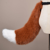 Queue de loup en peluche faite à la main de 29 pouces pour Halloween, accessoires de cosplay, oreilles et queue d'animaux en peluche, queue de renard en peluche