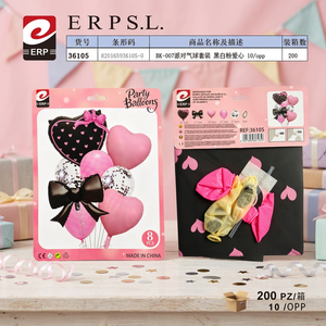 Juego de Globos de Látex Desechables para Fiesta de Cumpleaños, Color Negro, Blanco y Rosa, con Forma de Corazón, Paquete de 10 Piezas, Decoración para Interiores - Product Image 3