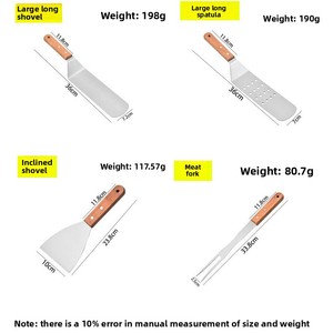 Stainless Steel Pizza Shovel Wooden Handle Steak Frying Barbecue Shovel Set for Teppanyaki Cooking - Product Image 3