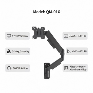 Bras de moniteur mural le plus vendu pour écrans de 10 à 32 pouces, support réglable pour moniteurs d'<span class=keywords><strong>ordinateur</strong></span> jusqu'à 10 kg, bras de moniteur simple - Product Image 3