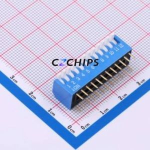 DP-12-B-T DIP Switch Through hole Component (THT),P=2.54mm Switch Piano Key Single Pole Single Throw 12 2.54mm - Product Image 1