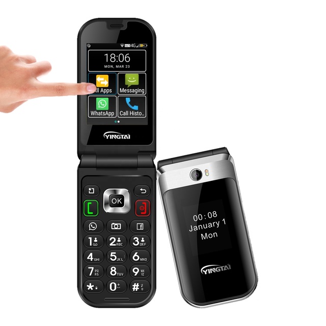 4G LTE Folding Keypad Mobile Phone 2.8 Inch Touch Screen Senior Flip Phone with WIFI, GPS