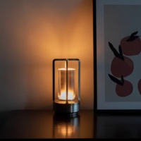 Table en aluminium de style minimaliste européen et américain pour restaurant, lumière d'ambiance rechargeable 5V à commande tactile, lumière de nuit pour extérieur