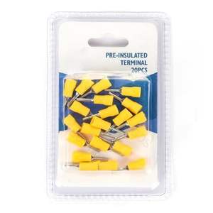 Bornier pré-isolé PTV2-10 jaune, 20 unités par blister, idéal pour des connexions électriques sûres et résistantes à l'eau - Product Image 1