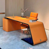 Bureau de direction Bugatti-Bureau de direction haut de gamme au design italien en forme de L avec coin orange et chaise d'ordinateur