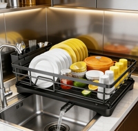 Égouttoir à vaisselle moderne en métal grande capacité pour comptoir de cuisine, le meilleur pour le rangement et le séchage de la vaisselle sous l'évier