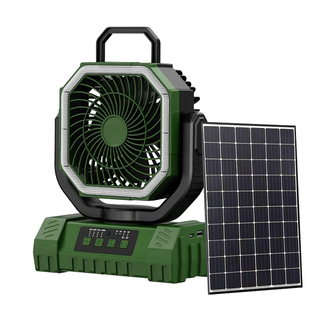 20000mAh USB/Battery Box-Mounted Camping Fan Light Plastic Solar Rechargeable Outdoor Tent Ceiling Oscillating Remote Control