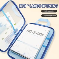 Organizador de Archivos con Malla Degradada en Forma de L, Carpeta de Documentos A4, Bolsa de Archivo Portátil con Asa