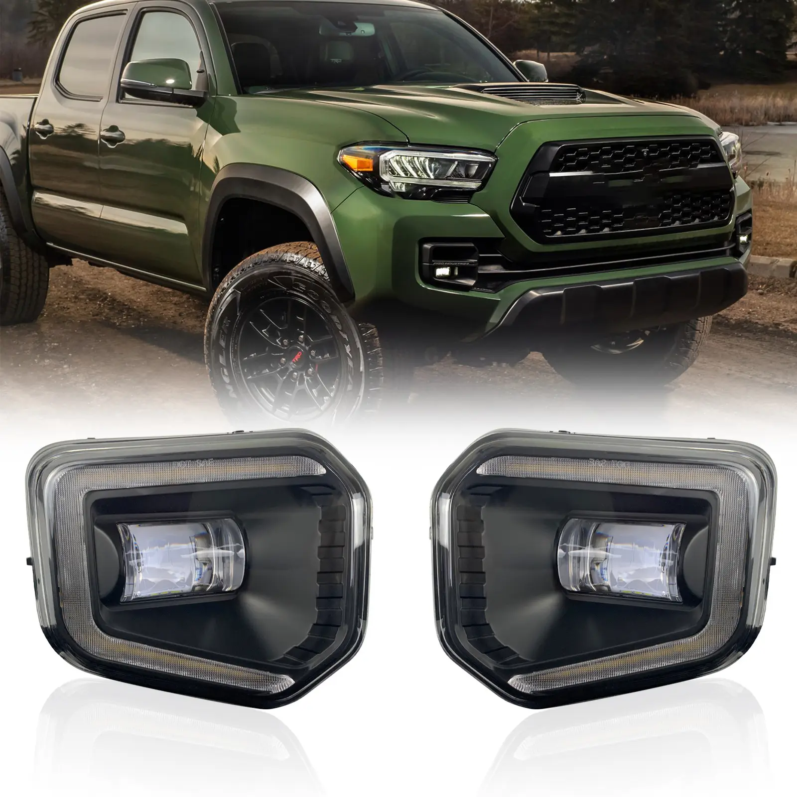 Dẫn đèn sương mù phía trước đèn sương mù cho TOYOTA tacoma 2016 2020 dẫn ánh sáng sương mù ban ngày chạy đèn