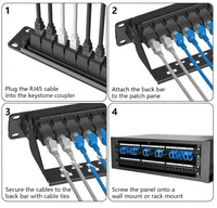 Panel Patch Cat6 24 Port dengan 24 buah Jack Keystone CAT6 RJ45 Panel Patch Jaringan untuk Pemasangan di Dinding untuk Sistem Kabel Kantor.