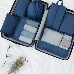 Organizer bagasi perjalanan termasuk penyimpanan Colth kosmetik dan tas sepatu Travel Organizer kemasan kantong kubus 7 buah Set
