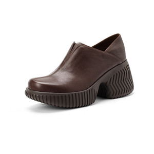 Zapato Artesanal de Una Sola Pieza con Hebilla Grande, Estilo Retro, Tacón Redondo, Cuero Genuino, Impermeable, Suela Blanda Antideslizante - Product Image 2