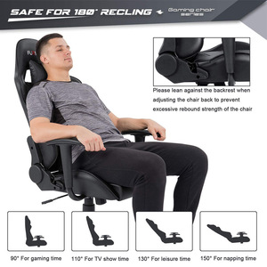 Chaise de jeu Furmax noire, réglable en hauteur, pivotante, avec accoudoirs, pour usage domestique - Product Image 5