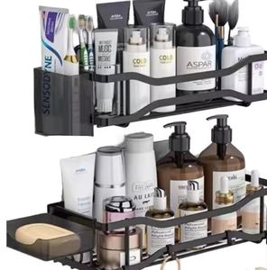 Estante de almacenamiento triangular de hierro forjado para baño, estante de artículos de tocador montado en la pared sin perforaciones, organizador de vajilla de <span class=keywords><strong>Metal</strong></span>, pared de esquina - Product Image 1