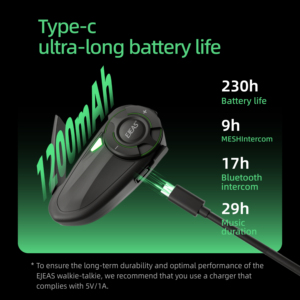 Ejeas Q8フルデュプレックス8ライダー接続防水インターフォンBluetoothヘルメット用オートバイインターホンQ8インターコム - Product Image 2