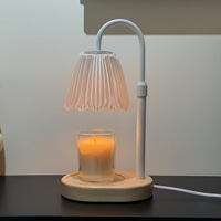 Lampe chauffe-bougie à hauteur réglable style ballet français avec verre plissé blanc et base en bois, diffuseur d'arômes pour la décoration intérieure, chambre et salon